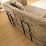 3 Seater Sofa With Built In Pet Bed Nook, Curved Design And 2 Throw Pillows