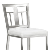 Celina - Counter Height Open Back Metal Barstool With Faux Leather Seat - White