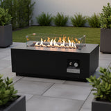 Outdoor Fire Pit Table Backyard Heater Propane Gas Durable Steel 42x16in Black