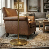 Verve Brassed Gold Floor Lamp with On/Off Switch Adjustable Led Round Base