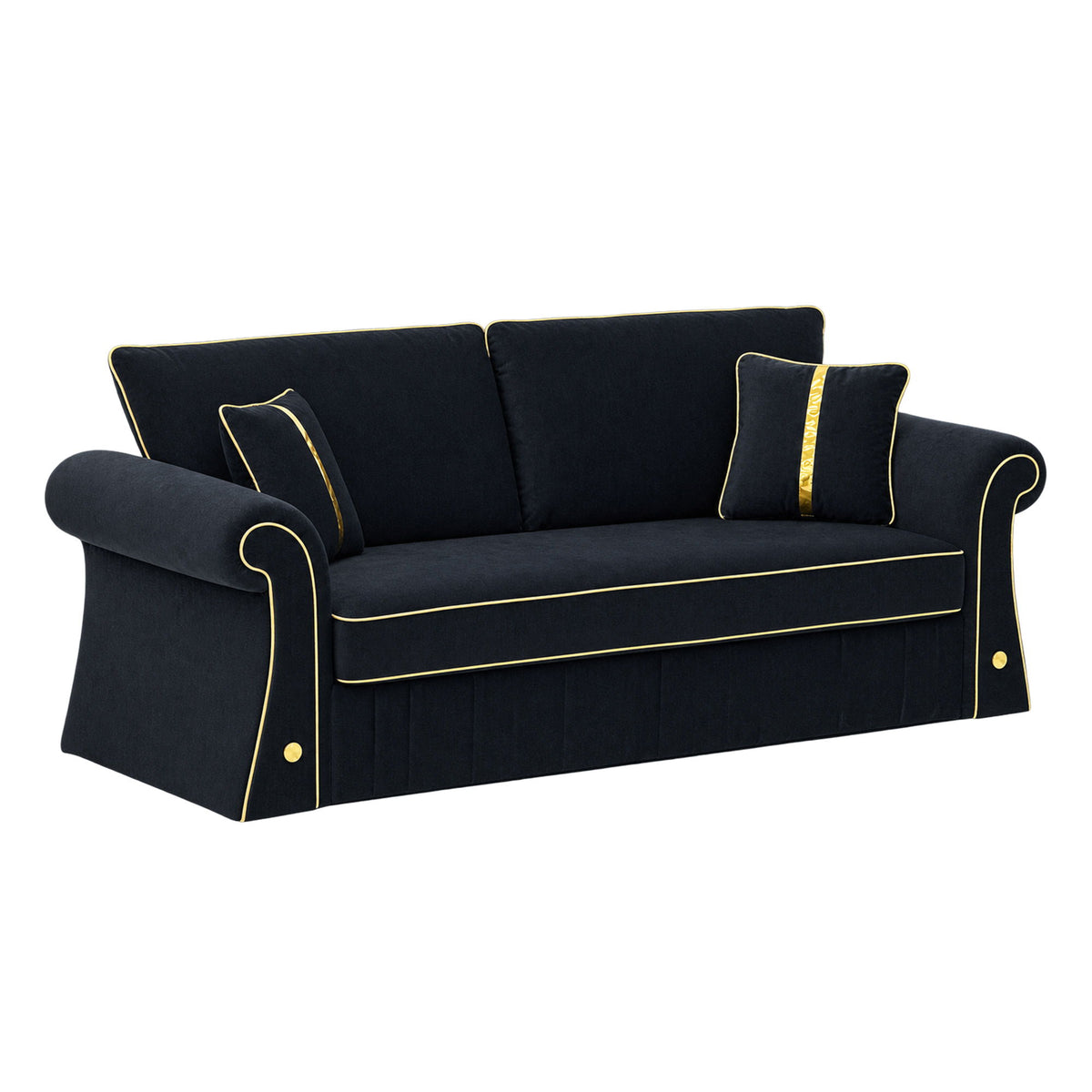 Sofa With Rolled Arms, 3 Seater Couch, Living Room Accent