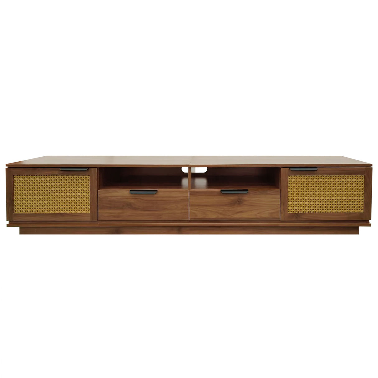 TV Stand With 2 Drawers And Open Shelving - Walnut