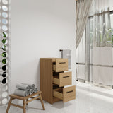 Slim Freestanding Bathroom Storage Cabinet, 3 Drawers - Light Oak