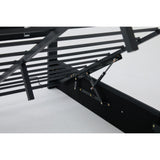 Upholstered Platform Bed Frame With Adjustable LED Headboard, USB C-Charging, Hydraulic Lift