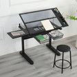 Hand Crank Adjustable Drafting Table Drawing Desk With 2 Metal Drawers With Stool - 2 Piece Home Office Sets - Alpine Outlets