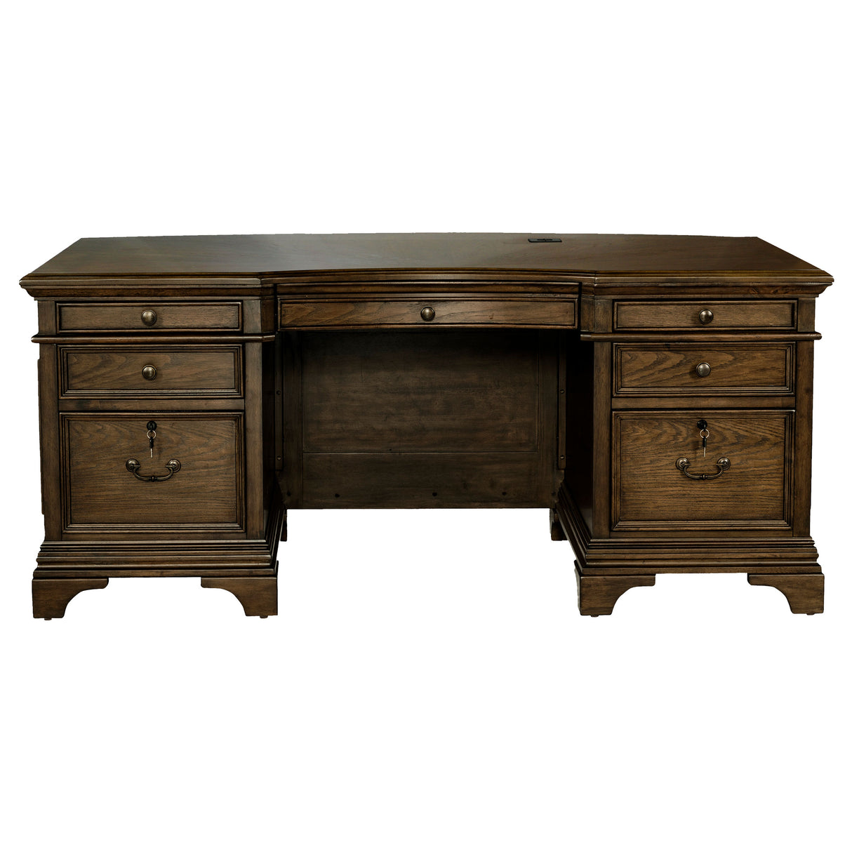 Hartshill 72-Inch 7-Drawer Executive Desk Burnished Oak