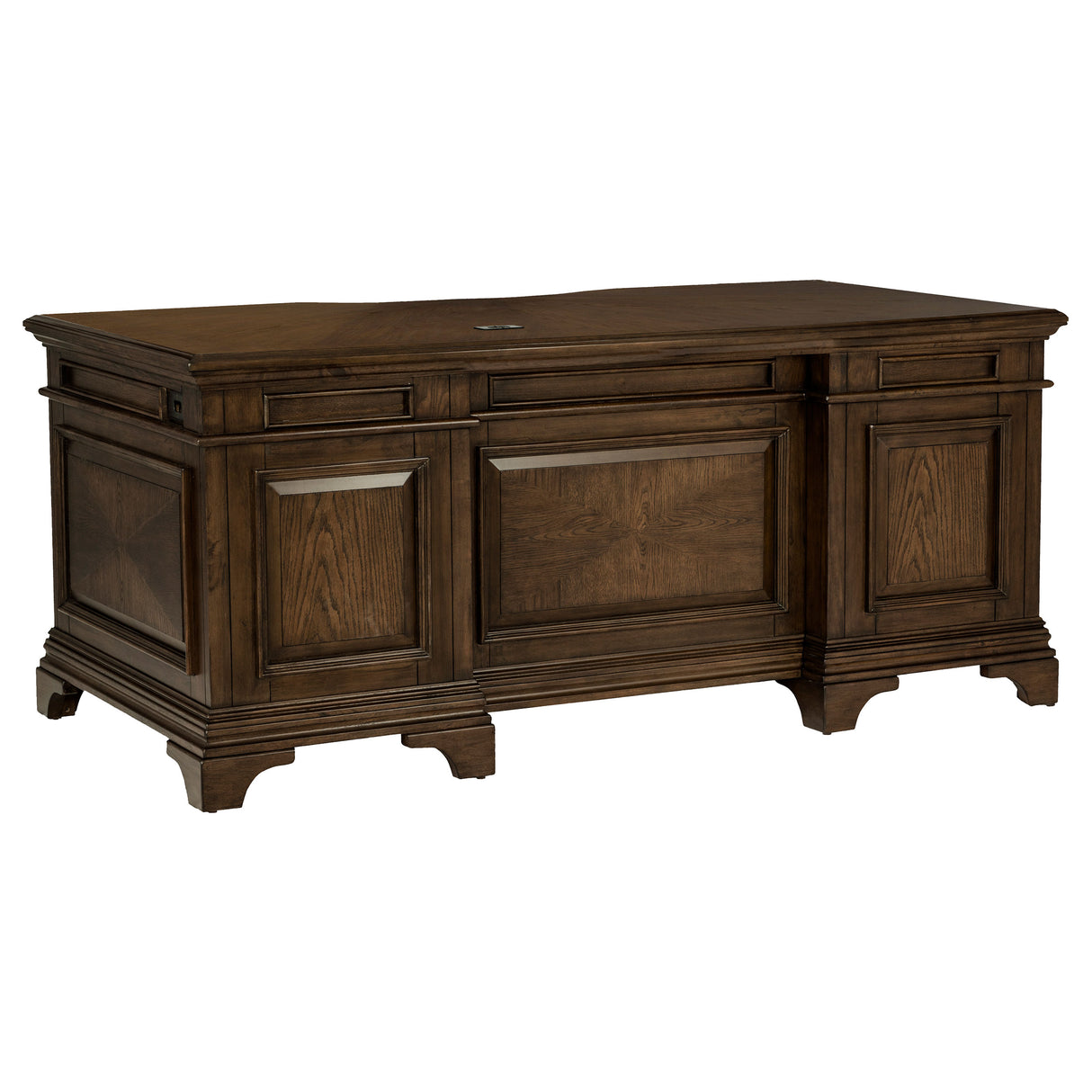 Hartshill 72-Inch 7-Drawer Executive Desk Burnished Oak