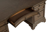 Hartshill 72-Inch 7-Drawer Executive Desk Burnished Oak