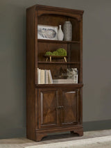 Hartshill 78-inch 3-Shelf Cabinet Bookcase Burnished Oak