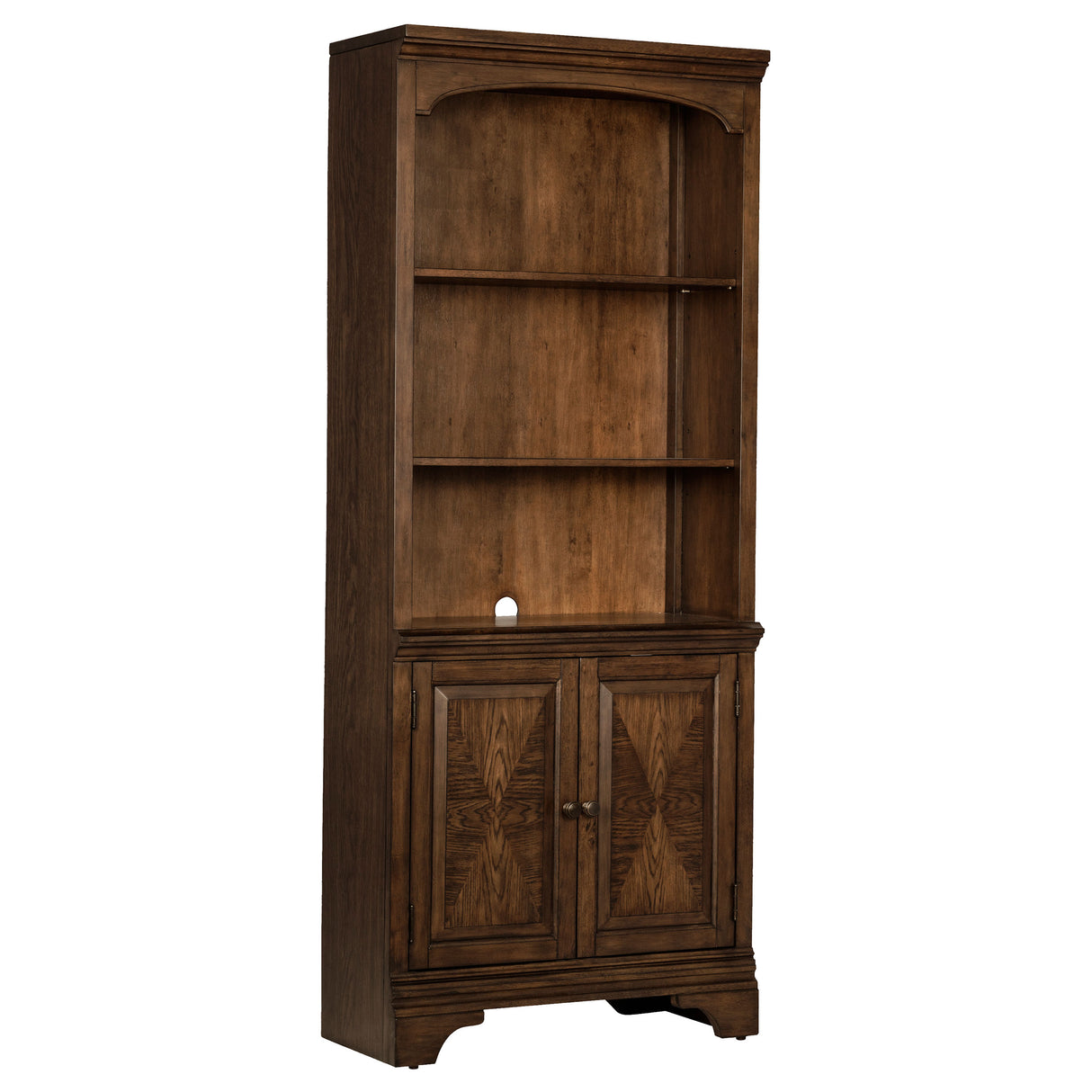 Hartshill 78-inch 3-Shelf Cabinet Bookcase Burnished Oak