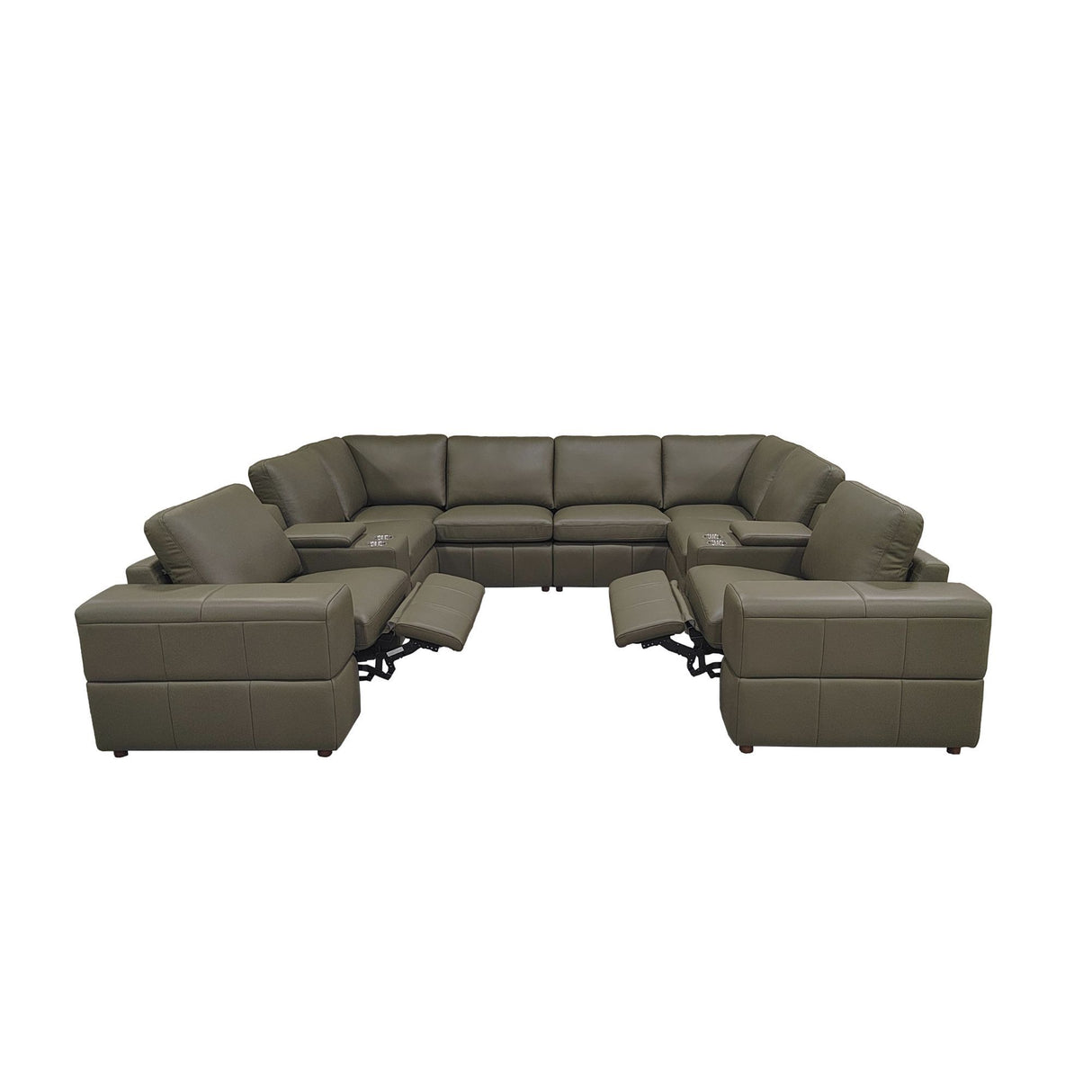 Upholstered Large Arms Sectional With Recliner Seats