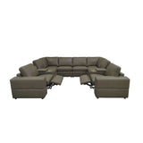 Upholstered Large Arms Sectional With Recliner Seats