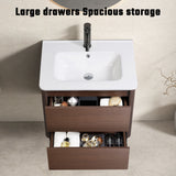 Wall Mounted Bathroom Vanity With Soft Close Drawer - Black Brown