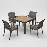 Gray Aluminum Patio Dining Set With Textilene Chairs, 5 Piece All Weather Outdoor Table And Chair Set For Patio, Porch, Garden