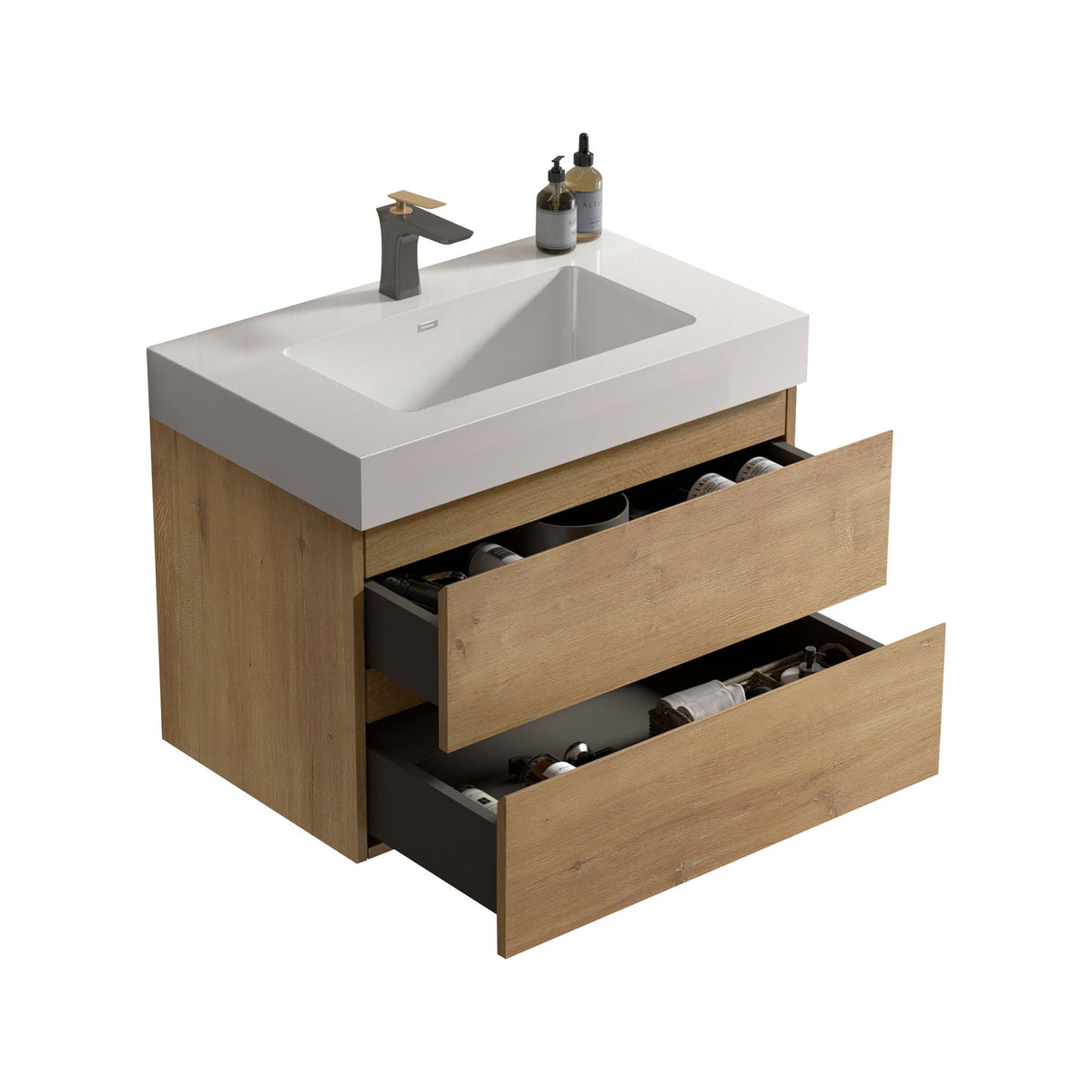 Alice - Bathroom Vanity With Sink, Large Storage Wall Mounted Floating Bathroom Vanity For Modern Bathroom