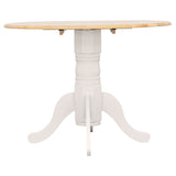 Round Dining Table With Drop Leaf Pedestal Base, Expandable Top - Natural