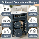 Modern Bathroom Vanity With Sink, Flip Drawer & 2 Drawers, Soft Close Hinges, Adjustable Shelf