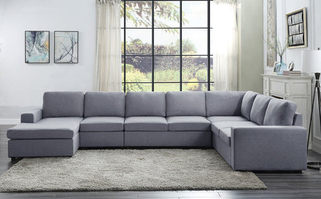 Hayden - Linen 7 Seat Reversible Modular Sectional Sofa Chaise - Stationary Sectionals - Alpine Outlets