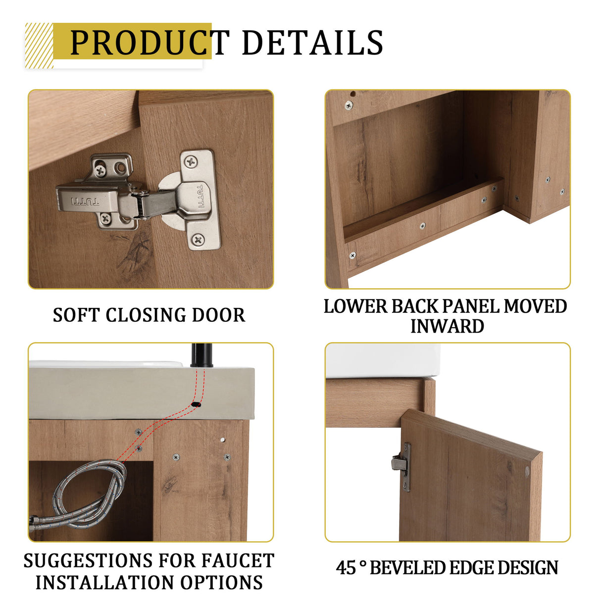 Sleek Design Freestanding Bathroom Vanity With Sink, Soft Close Door