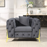 Accent Chair With Diamond Button Tufting, Matching Throw Pillow