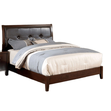 Eastern King Bed With Button Tufted Headboard - Brown