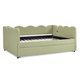 Gingham Daybed With USB Charging Port, Wave-Shaped Design