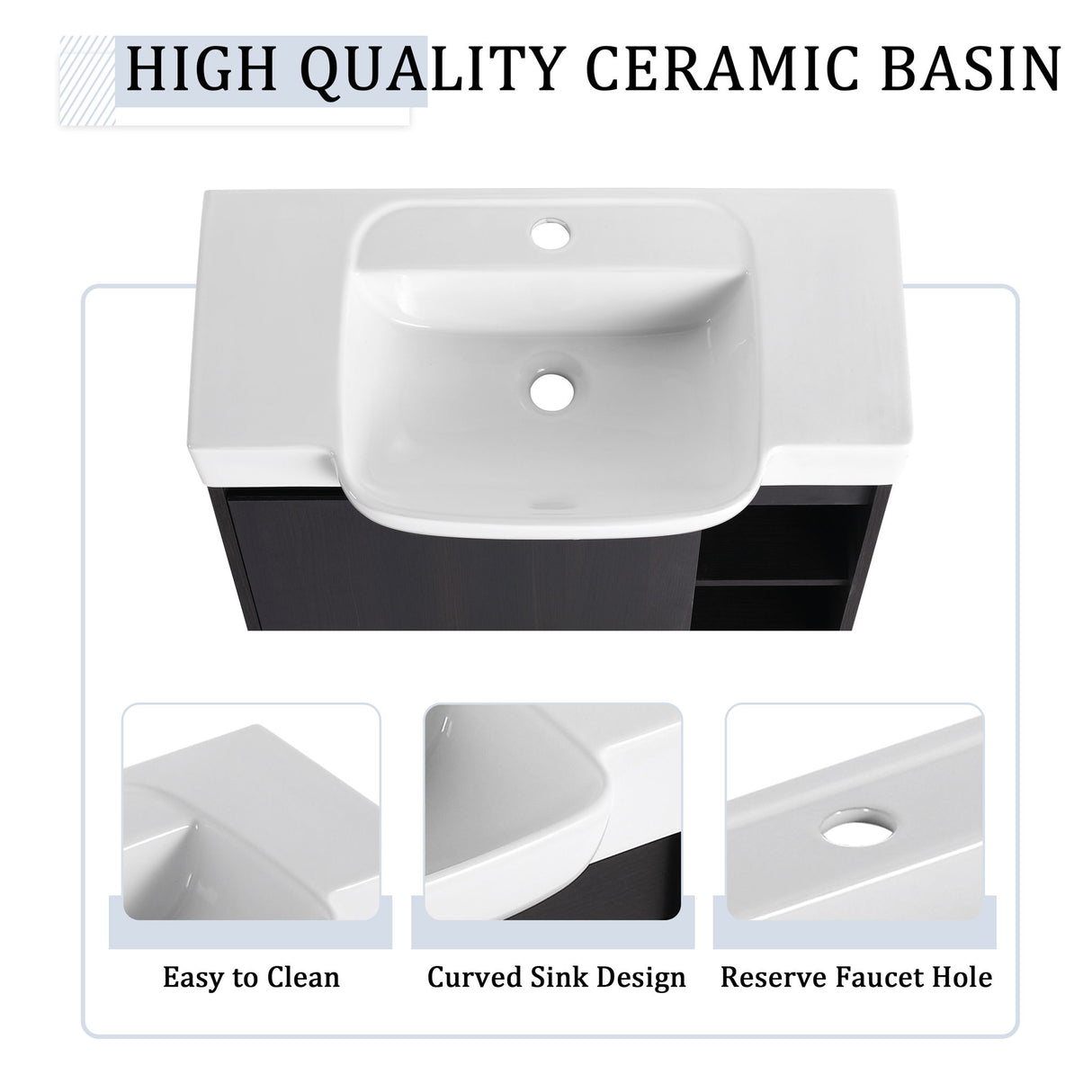 Wall Mounted Bathroom Vanity With Sink, Soft Close Door