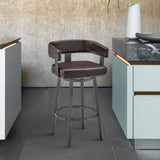 Lorin - 26" Counter Height Swivel Bar Stool - Java - Brown Finish And Faux Leather