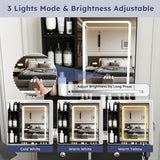 Modern Small Vanity Desk With 3 LED Lighting Modes, 3 Drawers