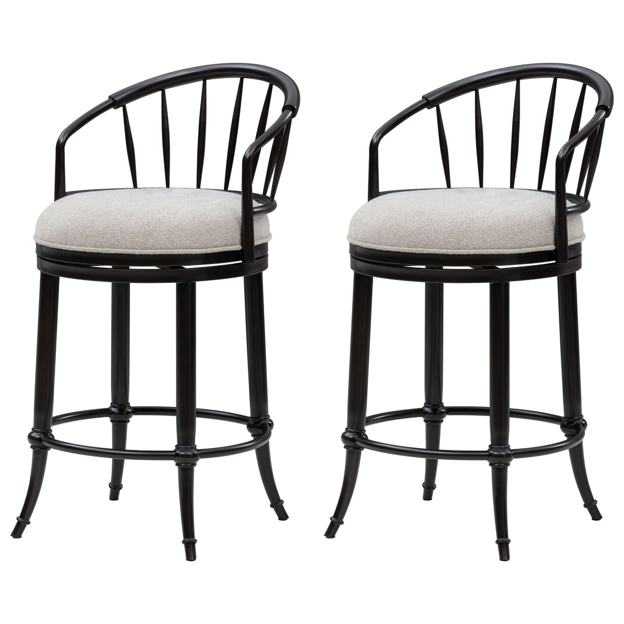 Luther - Commercial Grade Steel Frame Fabric Upholstered Swivel Counter Height Barstool