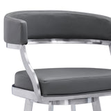 Dione - Swivel Faux Leather And Brushed Stainless Steel Bar Stool