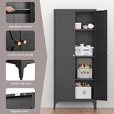 Adjustable 2 Door Kitchen Pantry Cabinet With Striped Design