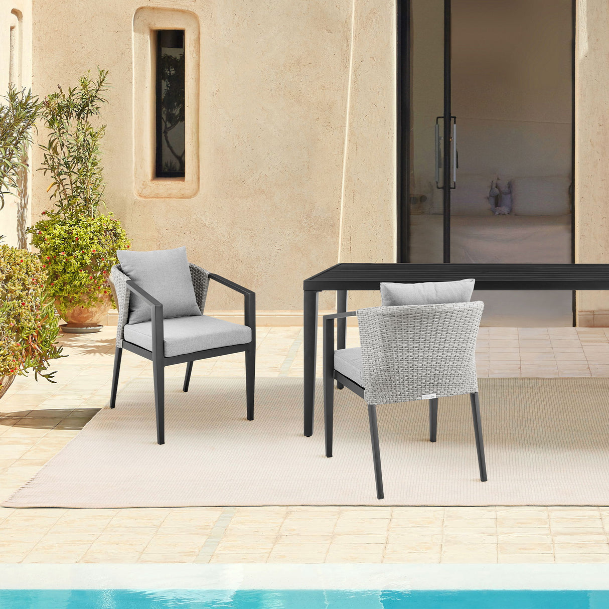 Palma - Outdoor Patio Dining Chairs With Cushions (Set of 2) - Aluminum