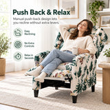 Wingback Recliner Chair With Padded Arms - Green