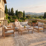 Outdoor Sofa With Weather Resistant Cushions (Coffee Table Not Included) (Set of 3) - Oak