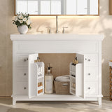 Bathroom Vanity & Sink, 6 Soft Close Drawers & Double Doors - White