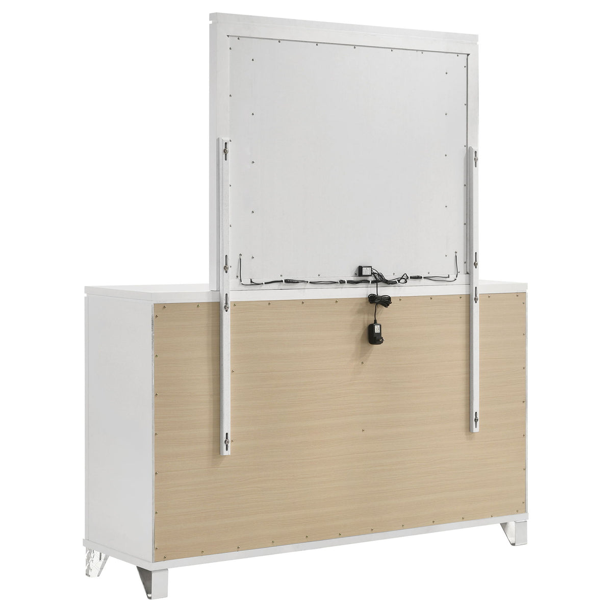 9 Drawer Dresser With LED Mirror, Touch Activated Lighting - White