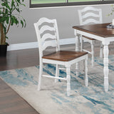 5 Piece Dining Set With Table And Ladder Back Chairs - Oak / White