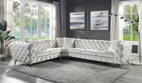 Atronia - Sectional Sofa With 4 Pillows - Beige - Stationary Sectionals - Alpine Outlets