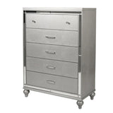 1 Piece Chest With 5 Drawers Snake Skin Bedroom Furniture - Silver