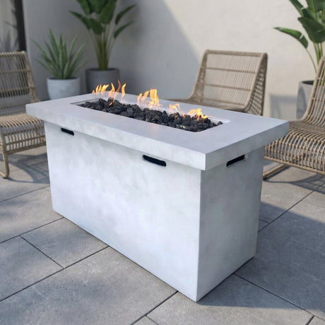 Propane Fire Pit Table Outdoor Patio Heater Reinforced Cement 42x25in