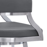 Dione - Swivel Faux Leather And Brushed Stainless Steel Bar Stool