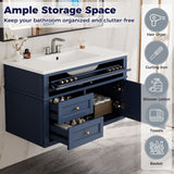 Modern Wall Mounted Floating Cabinet With Double Drawer And Sink