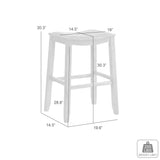 Iyani - Coastal Modern Wood Bar Height Kitchen Bar Stool
