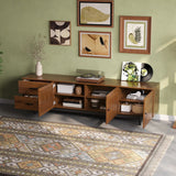 TV Stand, Media Console With 2 Drawers, Soft Closing Hinges, Adjustable Shelves - Walnut