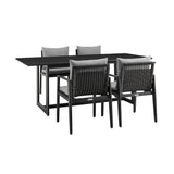 Cayman - Outdoor Patio 5-Piece Dining Table Set In Aluminum With Gray Cushions