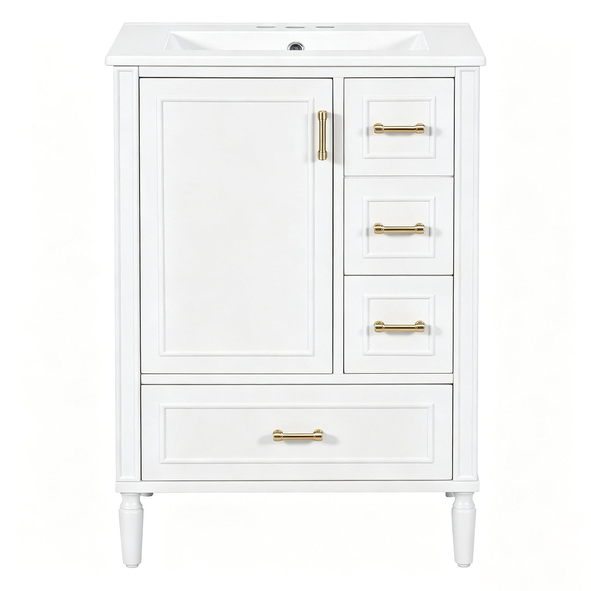 Modern Bathroom Vanity With Sink, Soft Close Doors, 3 Drawers