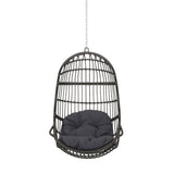 Rustic Hanging Basket Chair With Cushion