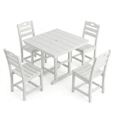 Outdoor Patio Dining Set, Square Table With Umbrella Hole And Armless Chairs