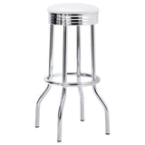 Midge - 3 Piece Round 1950S Bistro Pub Bar Table Set With Upholstery - White